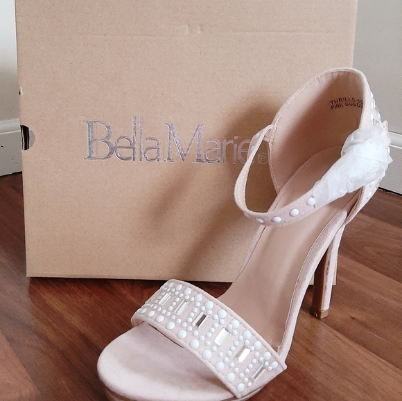 Bella Marie Pink Suede Heels - Picture 1 of 6